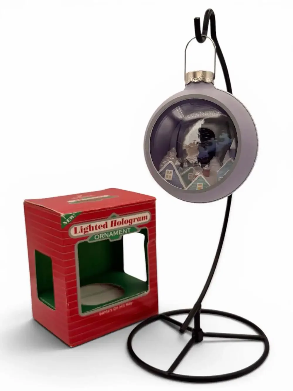 1986 Hallmark Keepsake Santa's On His Way Lighted Hologram Christmas Ornament